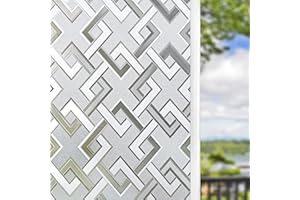Finnez Privacy Frosted Glass Window Film 90x200cm Opaque Privacy Film Decorative Door Window Sticker Non Adhesive No Glue Static Cling for Bathroom Home Office Rhombus Pattern