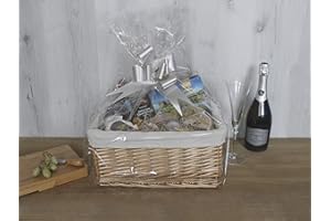 HomeZone Natural Make Your Hamper Basket with Liner and Accessory Kits Wicker Basket Set - Lightweight and Versatile Storage Gift Hampers Christmas Birthday, New Baby Raffle Gift Hamper Box