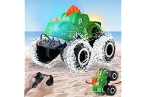 CIRCLIO Samochód zdalnie sterowany dla dzieci, pojazd amfibiczny Monster Truck ze światłem, zdalnie sterowany radiowo samochód zdalnie sterowany, terenowy na zewnątrz jako zabawki plażowe basen i prezenty