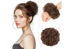 SEGO Pro Chignon Finto per Capelli Umani Chignon Facile per Capelli Elastico Capelli Finti Ondulato Capelli Veri Coda di Cavallo Pezzo di Capelli Spessi Updo Ragazze (#4 Marrone Medio,25g)