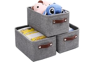 Mangata Grau Aufbewahrungsbox aus Stoff, Waschbar Aufbewahrungskorb aufbewahrung für spielzeug, Kleidung, Regale (3er Set, Mittel)