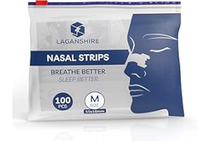 LAGANSHIRE Nasal Strips Snoring Solution - Nasal Dilator for Anti Snoring- Best Nose Strips for Breathing - 100pcs - Sleep Right and Breathe Easy at Night (Medium)