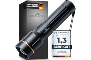 ‎LICHTMEISTER LICHTMEISTER® LED Taschenlampe Aufladbar - 2000 Lumen, 5000 mAh Akku, Extrem Hell