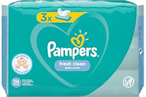 Pampers Fresh Clean 81688041 babytvättservetter 52 styck - Våtservetter för baby wipe, plastpåse, Girl/Boy, Turkos, Vit, Tyskland, 896,7 g)