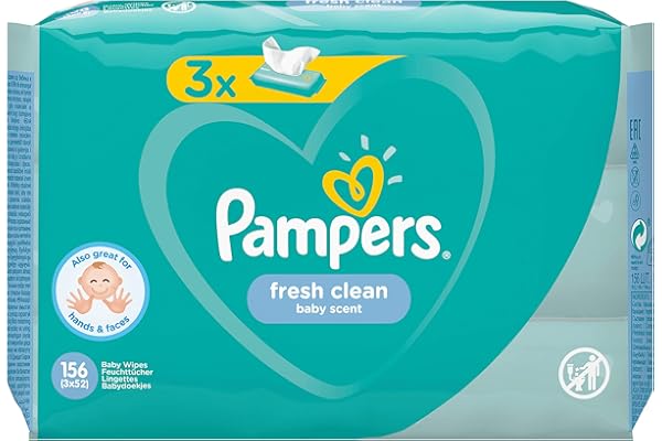 Pampers Fresh Clean 81688041 Lingettes humides pour bébé 52 pièces (Wet Baby Wipe, Sac en plastique, Girl/Boy, Turquoise, Blanc, Allemagne, 896,7 g)