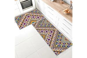SHUAIG Kitchen Rug Non Slip Kitchen Mat Set kitchen carpets non slip washable Suitable for children's room, doorway, outdoor, kitchen, foyer. (Style P, 40x60 + 40x120 cm)