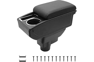 KAERGK Auto Armlehnen für Opel Corsa D 2006-2014 Mittelkonsolen für Kfz Doppelter Stauraum mit Getränkehalter Einfache Montage Bequemes und strapazierfähiges Leder Schwarz (Schwarze Linie)