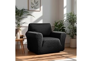 ‎DECONOVO Deconovo Stretch Sofa Abdeckung waschbar Sofabezug dehnbar Sofaüberwurf Sesselbezug Sofahusse Super Elastisch für Wohnzimmer, 1-Sitzer, 84 * 90 * 91cm, Schwarz