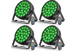 DELIBANG 4PCS 216W Foco Par Led, 27 x 8W RGBW Luz de Escenario con Control Remoto Luz de Discoteca Fiesta DMX512 Focos Escenario para Bar, Show, Navidad, Halloween, Boda