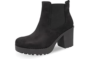 CucuFashion Ankle Boots for Women - Fashionable Chelsea Boots Women, Twin Gussets Chunky Block Heel Womens Boots, Comfortable Ladies Boots - UK Size 3-8