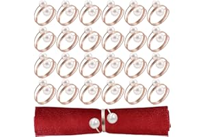 GZhaizhuan 24 anillos para servilletas de perlas doradas para Navidad, bodas, cenas, fiestas
