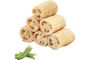 Ferizzia 6 st naturlig svamp, 10 cm naturliga luffasvampar, naturlig skrubba, ekologisk skrubba, för att ta bort död hud, kroppsvård, bad och dusch