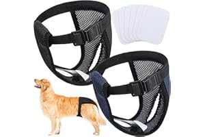WEEWOODAY 2 Pack Wiederverwendbare Hundewindeln mit 6 Hygienepad Waschbare für Hündinnen bei Monatliche Blutung Waschbare Schutzhose umweltfreundliche, Schwarz und Blau (XL)