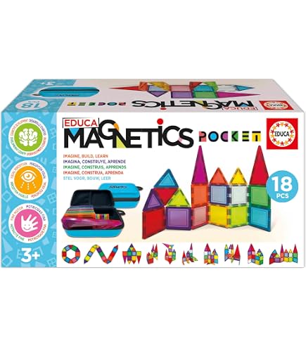 Educa Magnetics - Juego de bloques magnéticos translúcidos de 61 piezas, piezas multicolores, a partir de 3 años