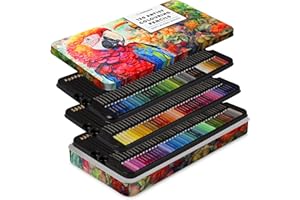 Creativepeak Professional Colouring Pencils, 120 Vibrant Colours & Swatch Card, Quality Art Supplies Featuring Soft Wax Cores, Metal Case, Perfect for Adult Colouring & Drawing