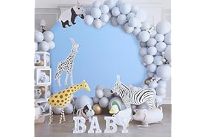 NSSONBEN Niebieskie okrągłe tło dla niemowląt, średnica 2 m, bez fałd, ze stretchu, spandexu, okrągłe, tło na przyjęcie urodzinowe, baby shower, chrzest, wesele, do fotografii (bez stojaka)