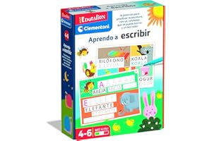 Clementoni - Aprendo a Escribir - Juego Educativo Infantil a Partir de 5 años - Pizarras Reutilizables con Rotulador Borrable - Aprendizaje de Letras y Palabras, Desarrolla la Escritura, 55308