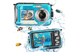 InLoveArts Submarina cámara Digital de la cámara Full HD 2.7K, 48 MP cámara Impermeable,Zoom Digital 16x, con micrófono LED con Temporizador automático, Pantalla TFT-LCD de 2.7"Completamente sellada