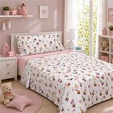 Children's Bed Sheet Set for 90 cm Bed, 3 Pieces with Fitted Sheet, Top and Pillowcase, Percale 52% Polyester 48% Cotton, Chi