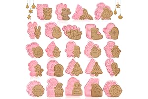 JIASHA Formine per Biscotti Natalizi,24 Pezzi Formine Biscotti Natale 3D,Stampi Biscotti Natale,Stampini Biscot Natal,Stampo per Biscot Natalizi,per Decorare Biscotto Dolci Torta (24)