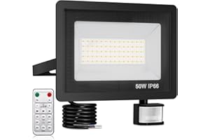 FEAHRZEUG Security Lights Outdoor Motion Sensor, 2024 Adjustable Color Temperature with Remote Control, 50W 5000LM IP66 Waterproof LED PIR Flood Lights Outdoor Mains Powered Garden Floodlight Garages