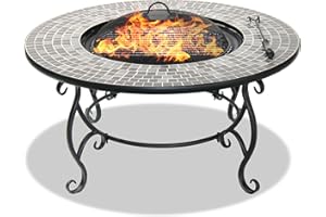 Centurion Supports Fireology GINESSA Sumptuous Garden & Patio Heater Fire Pit Brazier, Coffee Table, Barbecue and Ice Bucket with Mosaic Ceramic Tiles