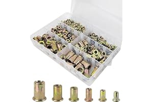 JCRWXP 300 Piezas Tuercas Remachables Kit, M3/M4/M5/M6/M8/M10 Remaches Roscados, Tuercas de Remache con Caja de Almacenamiento, para Talleres, Almacenes, Fábricas (1)