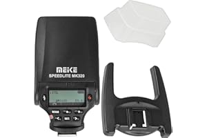 INDOVIS Meike Speedlite MK-320N lampa błyskowa TTL, lampa błyskowa kompatybilna z aparatami Nikon ze standardowym złączem do lampy błyskowej, w zestawie z dyfuzorem nasadowym