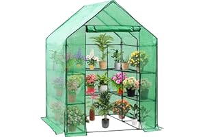 D4P Display4top Greenhouse Portable Outdoor Small Green Houses with PE Cover,143 x 143 x 195 cm