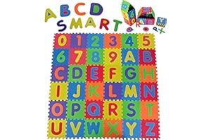 TAXUALLY 36 Pezzi Tappeto Puzzle per Bambini Tappeto Gioco per Neonato in EVA Antiscivolo Non Tossico Puzzle con Lettere e Numeri,Certificato CE
