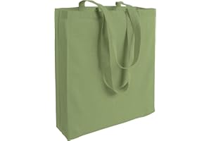 MIRAMAI Borsa Shopper in Cotone Riciclato Eco Friendly Green Ecologico Resistente con Soffietto alla Base e Manici Lunghi Dim. 42x38x10cm, Tote Bag Tela Tessuto Borse Spesa Shopping Stoffa