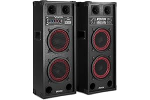 Fenton SPB-28, PA Party Lautsprecher Boxen Bluetooth, Aktiv DJ Boxen Set, 800 Watt 12 Zoll, USB Port und SD Slot, PA Anlage, DJ Equipment, Lautsprecherset Schwarz