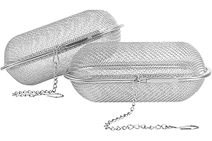 Yoassi 2pcs Tea Filters, 304 Stainless Steel Herb Spices Infuser Tea Strainers for Loose Tea, Herbal Tea, Fine-Meshed Tea Diffuser with Chain, Sieve Ball for Teapots