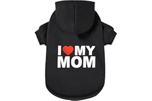 GreenJoy Chandail à capuche pour chien par temps froid – Sweat à capuche pour chiots, chats, chiens de petite, moyenne et grande taille (taille L, noir (I Love My Mom))