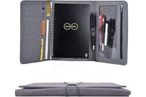 RZMAYIS Folio-Hülle für Rocketbook Fusion, Stoffstoff, Multi-Organizer für Männer und Frauen, Ordner mit Stiftschlaufe, Handyfach, Visitenkartenhalter, passend für A5-Notizbuch (grau, Executive A5) (grau)