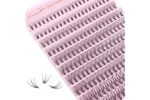 Parriparri Pestañas Postizas Pelo a Pelo Extensiones de Pestañas Naturales 20D D Curl Extensión de Pestañas Individuales DIY Cluster Lashes Extension