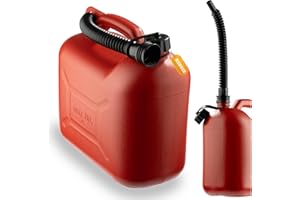 BEGRIS® Kanister Plastikowy 10L Na Paliwo, Olej, Bezynę, Baniak na Ropę z Lejkiem Atest, Czerwony Kanister Paliwowy 18 cm x 34 cm x 30 cm