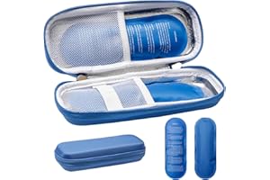 KeyQueen Insulin Kühltasche mit 2 Kühlakku, Diabetiker Medikamenten Tasche Kühltasche Tragbare Isolierte Klein für Kühler Diabetes Medikamente Reisen Diabetikertasche Flugzeug (Blau)