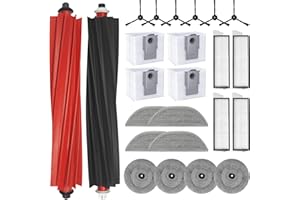JYAILIFES 24 Stück Zubehörset Ersatz Kompatibel für Roborock S8 MaxV Ultra Saugroboter,2 Rollenbürste, 4 Filter,6 Seitenbürsten, 8 Wischtücher,4 Staubbeutel (Anzug 1)