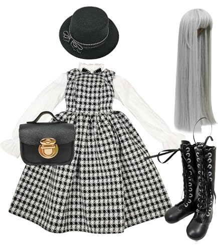 thumbnail image 2 of BJD Doll Clothes 4-Piece Set - Burgundy Overcoat, Striped Shirt, Leather Shorts & Socks For 1/3 Scale Dolls 2 of 13
