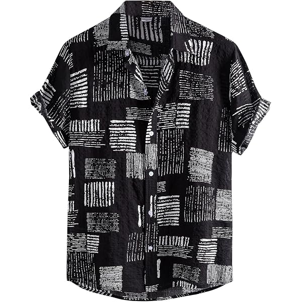 thumbnail image 2 of Men's Hawaiian Shirt Short Sleeve Linen Button Down Shirts Casual Floral Printed Beach Shirts With Pocket Red M 2 of 13