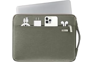 Voova Funda Portatil 15.6 16 Pulgadas (37×25,5×2,5CM) Funda Portátil 360°Protectora 15,6 Funda Ordenador para Macbook Pro 16,Acer ConceptD 16,Lenovo 16,Inspiron 16 Bolsa Portatil, Gris Caqui