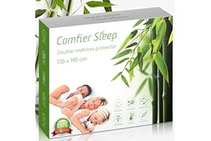 COMFIER SLEEP Mattress Protector Double Bed 135x190cm – Fitted Cover 100% Bamboo – Soft Breathable Sheet – Double Mattress Protector Waterproof