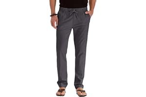 Sailwind Men's Drawstring Summer Beach Loose Trousers Linen Pants Casual with Elastic Waistband