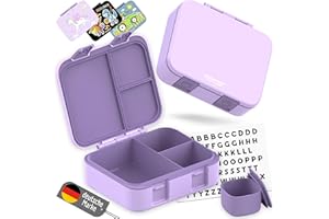 BEARFOOT Pudełko bento, śniadaniówka dla dzieci, bez BPA, do szkoły, przedszkola, szczelne pudełko na lunch dla dziewcząt, chłopców, praktyczne, lekkie, kompaktowe, fioletowe, 1000 ml