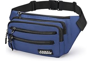 Sarsumir Sac Banane Femme Homme Sacoche Banane avec 6 Poches Zippées et Sangle Réglable Sac à la Taille Sac Banana Sport pour Le Randonnée Cyclisme Camping Jogging, Bleu