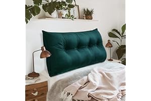 ‎JOHNEAR Johnear Rückenkissen für Sofa Rückenlehne Bett Lesekissen, Samt Bücherkissen Großes Lendenkissen Kopfteil Bett Kopfkissen Wandkissen Beinkissen (Blau-Grün，140x8x50cm)