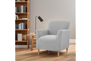 LiveGo Stretch Banquet Armchair Slipcover, Knit Chair Covers with Arms, Non-Slip Waterproof Chair Slipcover for Living Room, Office, Reception, and Pet-Friendly Furniture Protector (Light Gray)