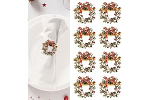 Kesote Serviettenringe Kranz Serviettenschnalle 8 PCS Weihnachtskranz Serviettenhalter Vintage Tischdeko Weihnachten Deko