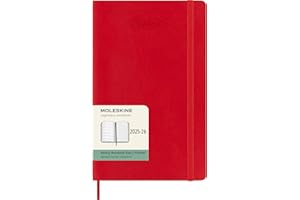 Moleskine Weekly Planner 2025-2026, Agenda Hebdomadaire 18 Mois avec Espace pour Notes, Couverture Souple et Fermeture Élastique, Format Large 13 x 21 cm, Couleur Rouge Écarlate